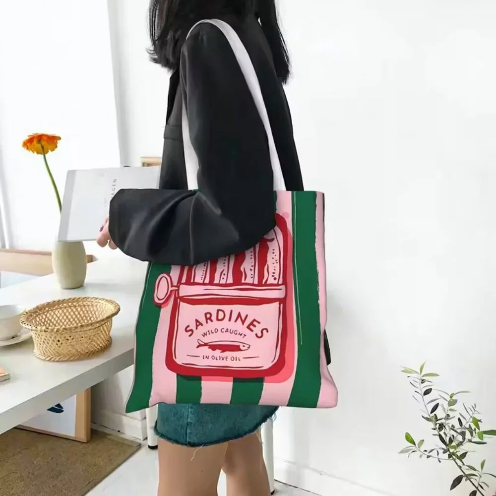“Can of Sardines” Canvas Shoulder Tote Book Bag (BRAND-NEW &‎ SUPER CUTE!)